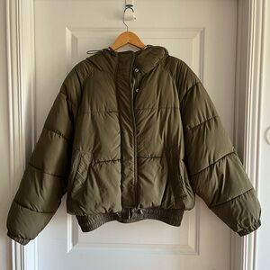 Zara kaki puffer jacket